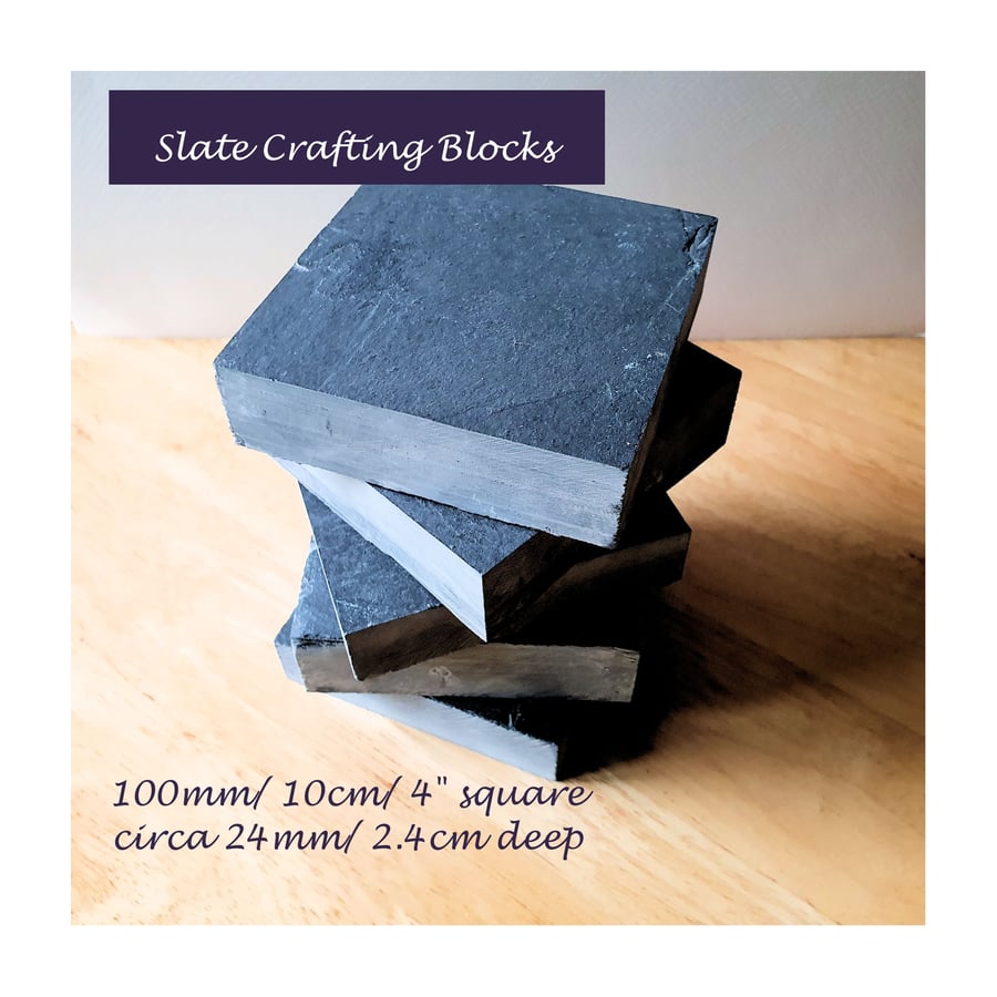 Crafters Carving Slate, Thick Slate Block, 100mm 4inch Square, 24-26mm Deep