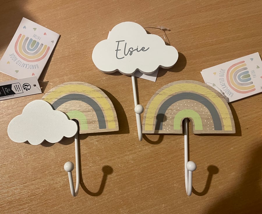 Rainbow Nursery hooks Personalised 
