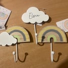 Rainbow Nursery hooks Personalised 