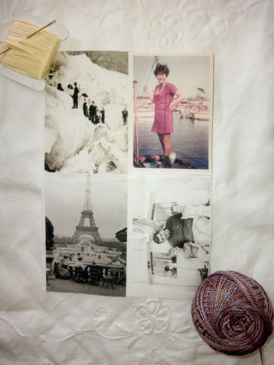 Fabric panel travel iron on sew on boat glaciers Eiffel Tower 1960's Edwardian