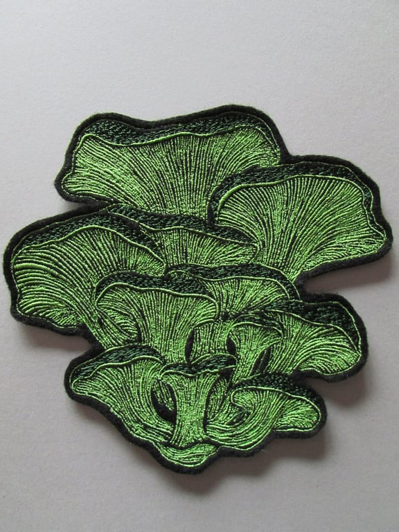Oyster Mushroom Embroidered Sew on Applique Patch