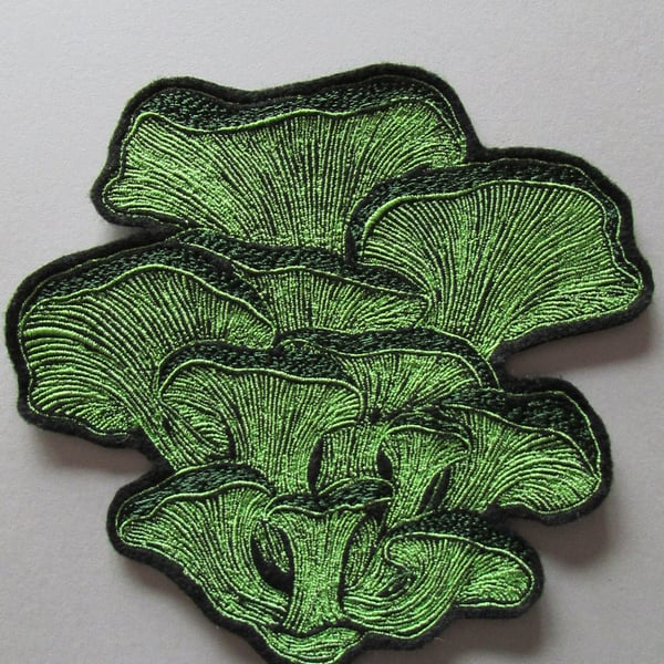 Oyster Mushroom Embroidered Sew on Applique Patch