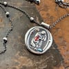 Jewel Encrusted Sterling Silver & Sapphire Wax Seal Pendant