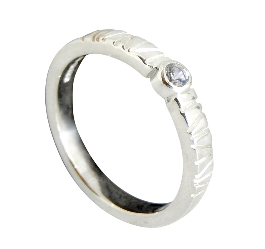 Sterling Silver Diamond Ring, Handmade Urban Jewellery WEDDING