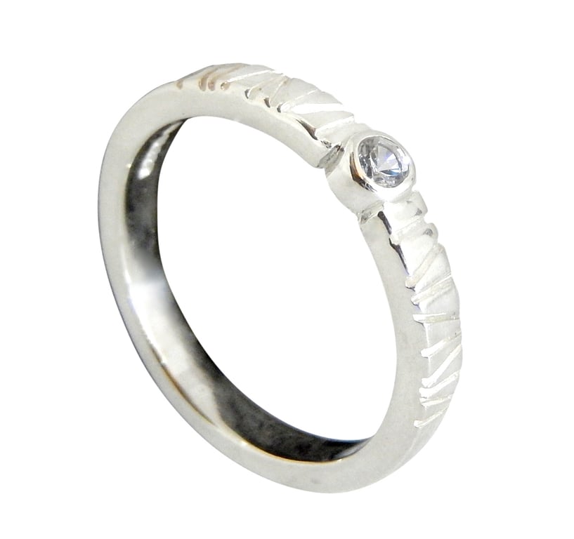 Sterling Silver Diamond Ring, Handmade Urban Jewellery WEDDING