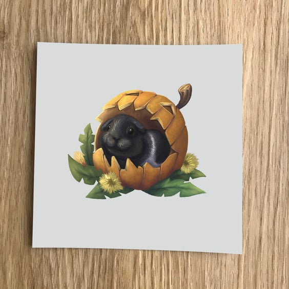 Halloween Guinea Pigs Square Post Card Print