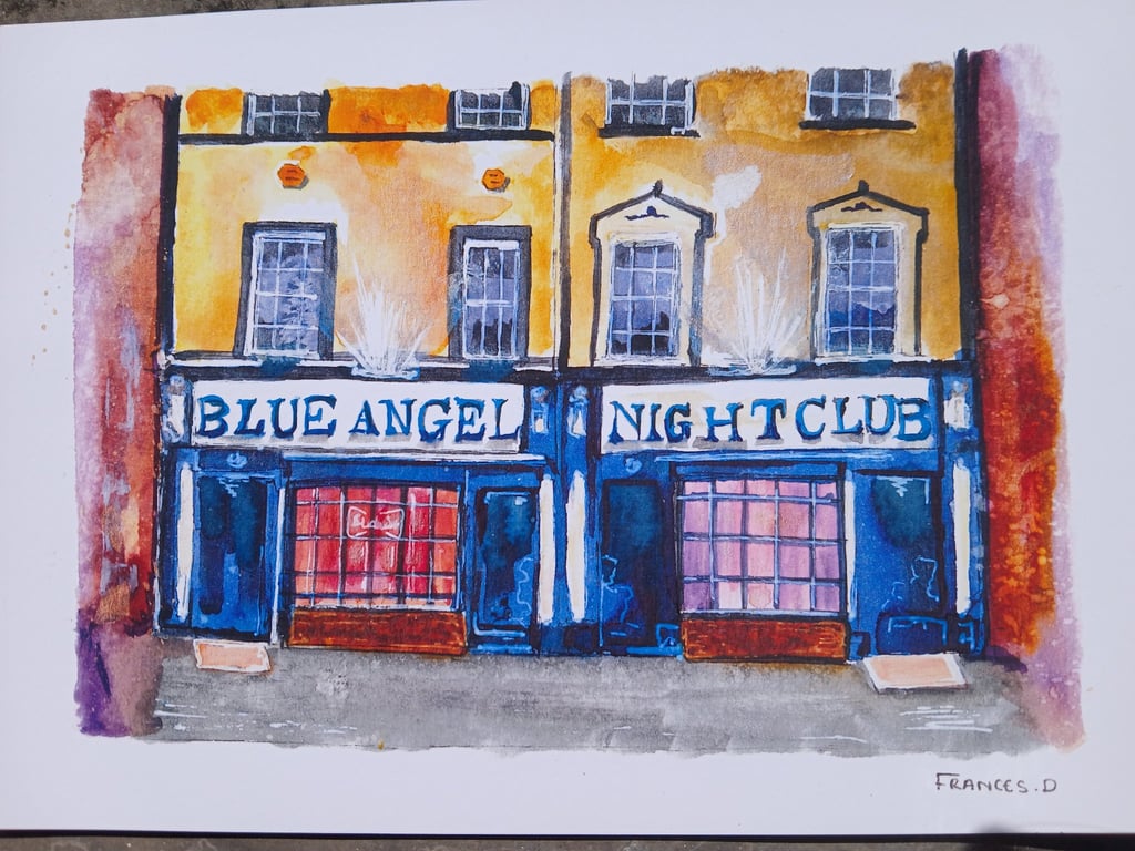 The Raz (Blue Angel Night Club) Liverpool watercolour print
