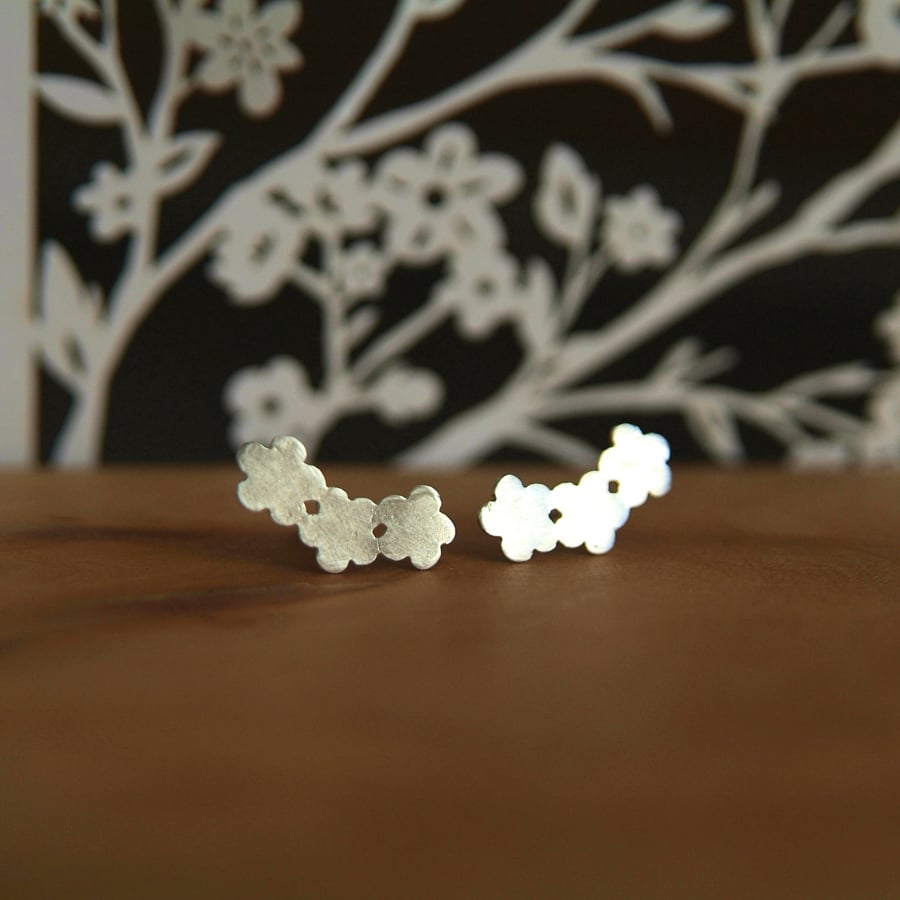 Silver Flower Stud Earrings - Forget Me Not Earrings