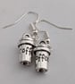 Takeaway coffee cup earrings, Tibetan silver, 3D - Image 2