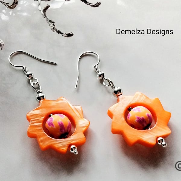 Mother of Pearl & Polymer Clay Earrings 