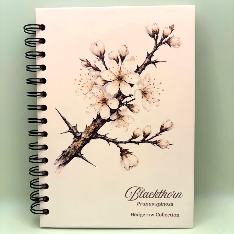 Blackthorn A5 Notebook, Handmade Botanical Gift, Hedgerow Stationery
