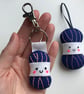 Yarn Ball Keyring and Lavender Bag Set- Deep Blue - Image 4