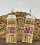 Gold Tall House Recycled Tin Earrings with Silver - Image 2