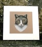 Tabby Cat Original Coloured Pencil Drawing - Image 1