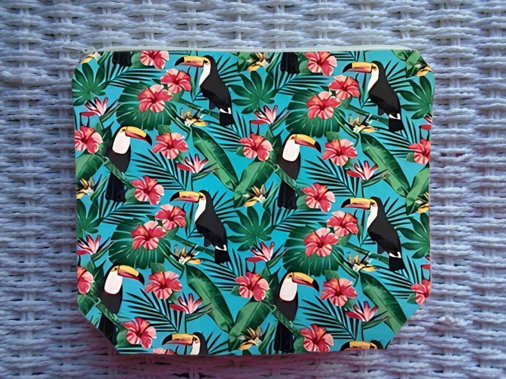 Tropical Toucan Make Up Bag or Large Pencil Case.