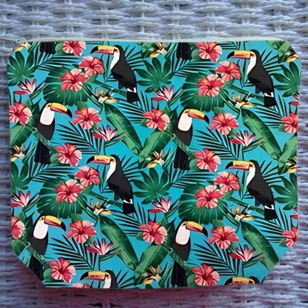 Tropical Toucan Make Up Bag or Large Pencil Case.