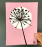 Botanical art, Garden Allium, seed head, shadow painting, handmade art, signed