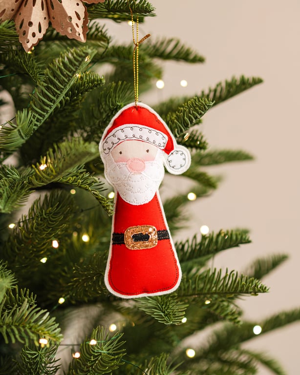 Embroidered Father Christmas Decoration