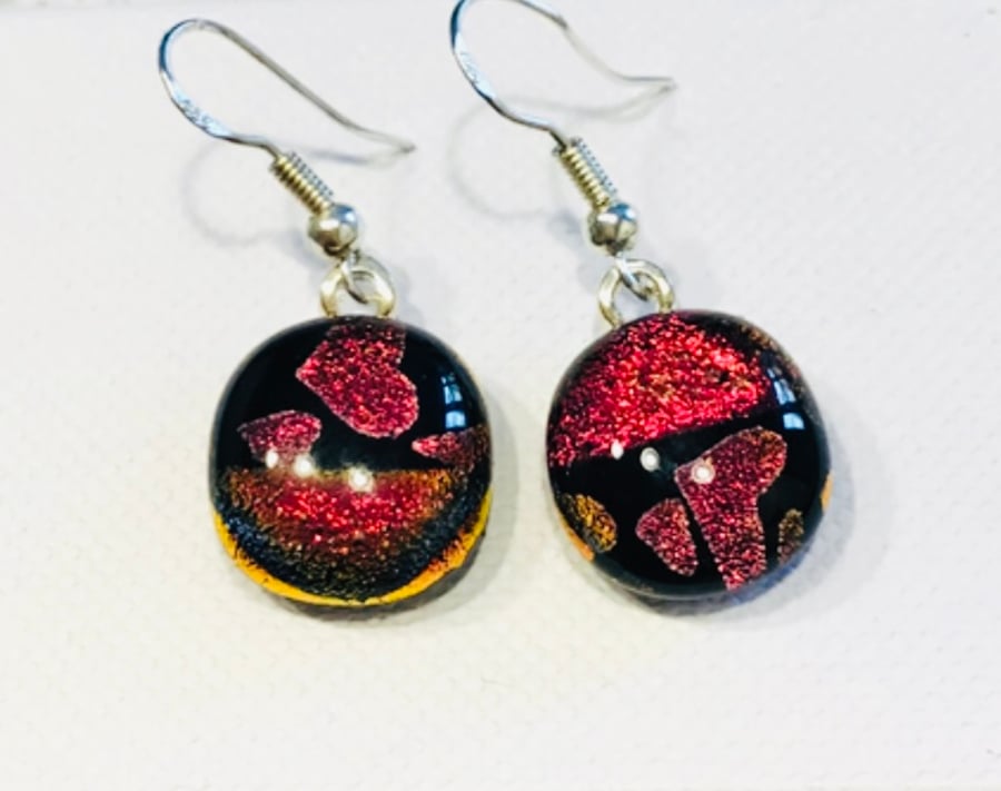 Dichroic glass and Stirling silver earings SALE 