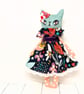 Pretty Floral Cat Art Doll Blue - Image 7