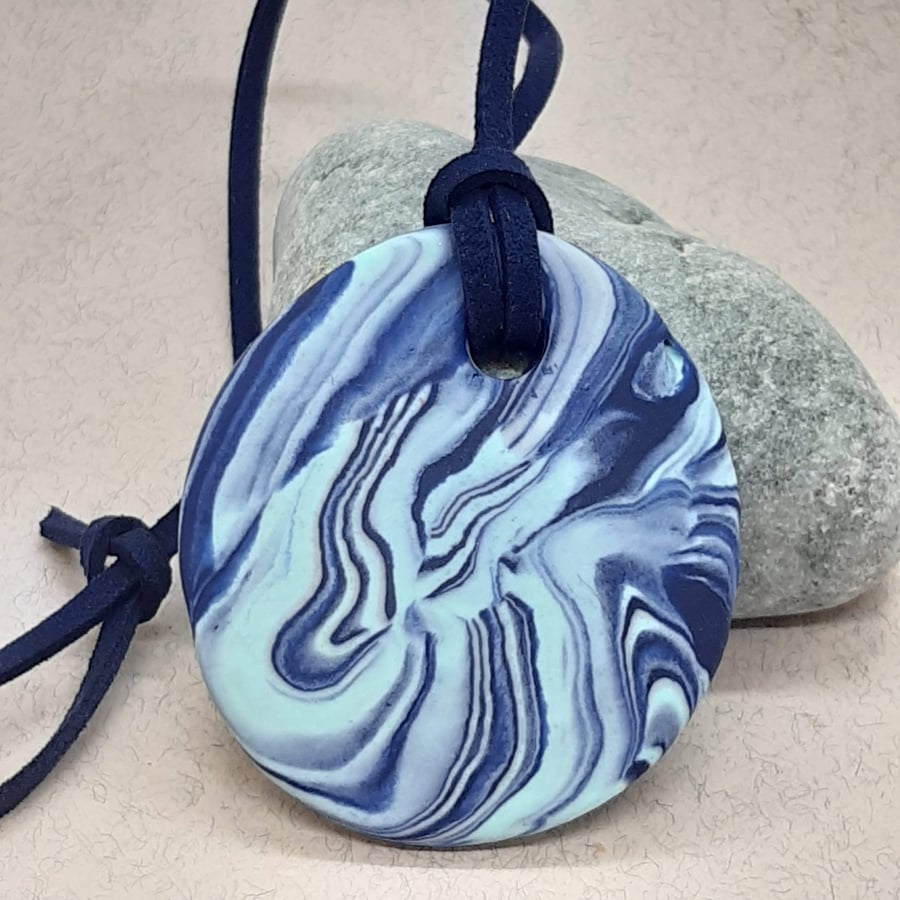 Round polymer clay pendant