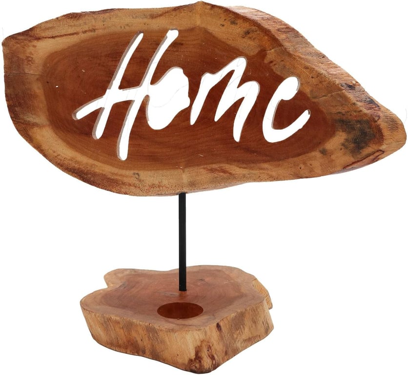 Candle Holder with Carved Home and Tealight Holder