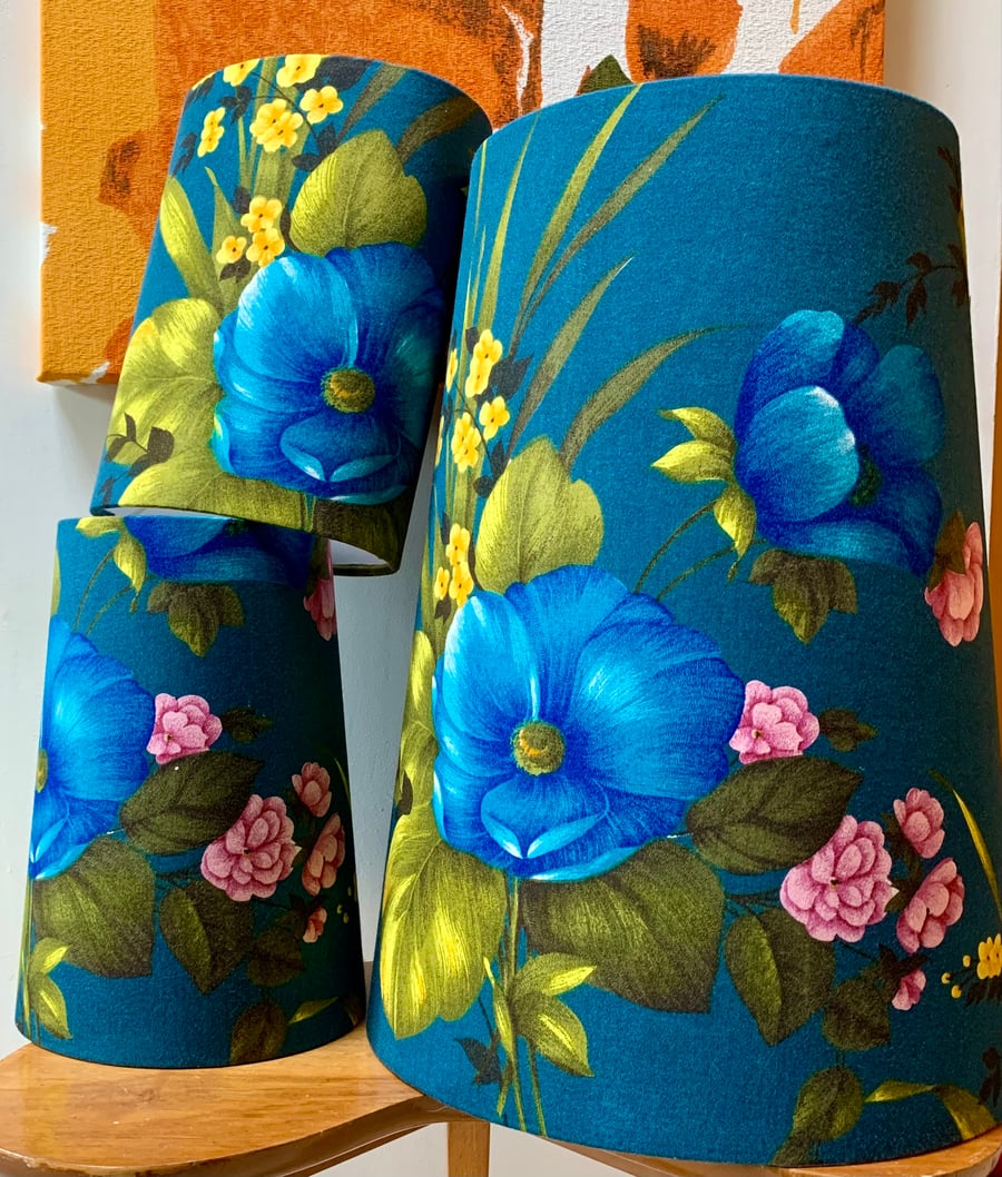 Dramatic 50s 60s Louvaine by Fothergay  Vintage Fabric Lampshade option 