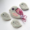 Reserved for Girldreaming - Bird Brooch + 3 Mini Birds