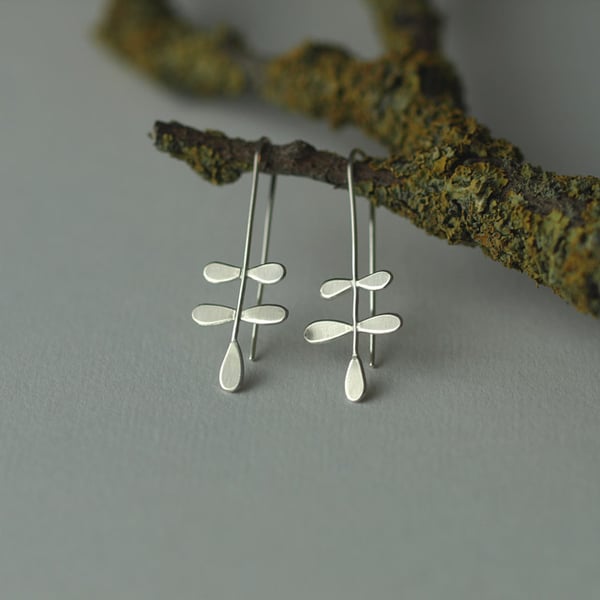 Silver Leaf Earrings, Recycled Sterling Silver, Nature Inspired Earrings