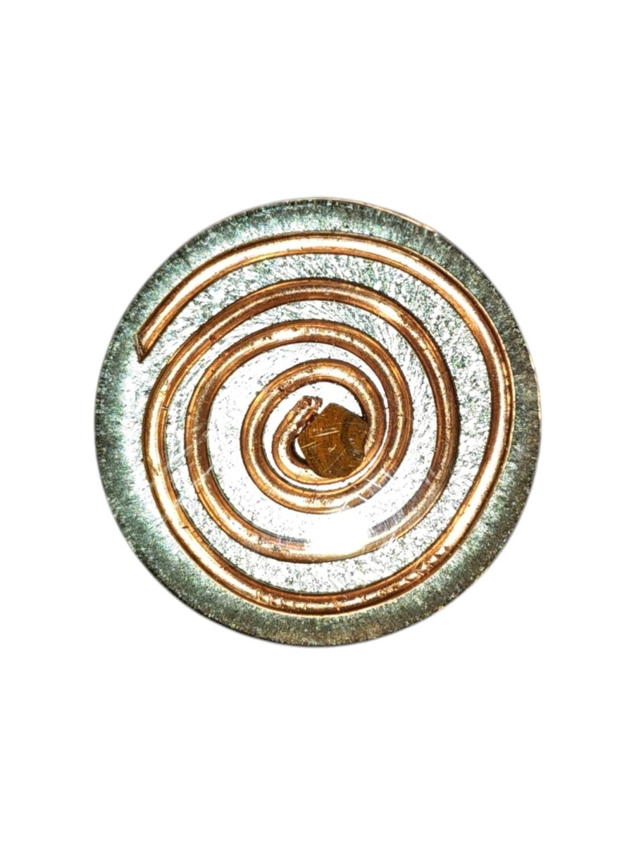 Pocket Puk with tesla spiral with Tiger Eye In silver Casing.  'S'