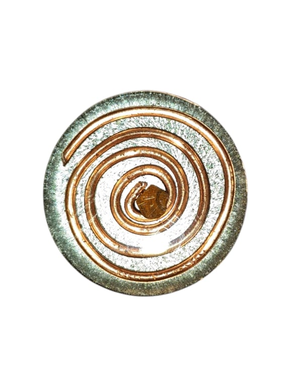 Pocket Puk with tesla spiral with Tiger Eye In silver Casing.  'S'