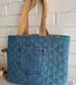Upcycled Quilted Denim Tote Bag, Analogue Bag - Image 3