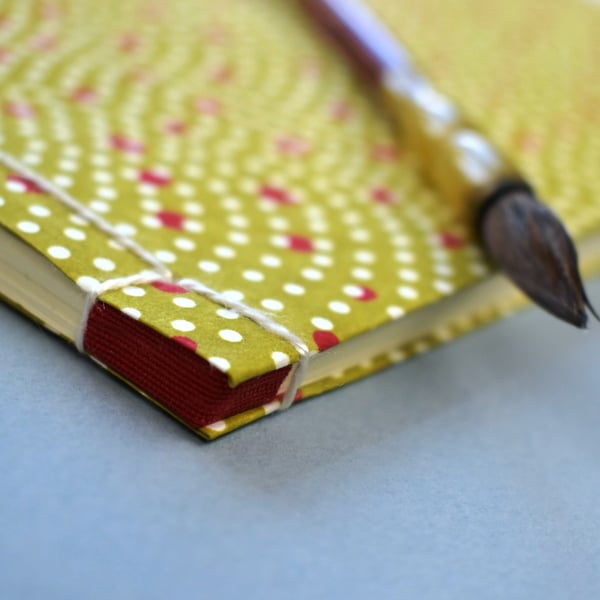 Japanese Sketchbook, Chiyogami, Traditional Craft Binding, Silk Thread