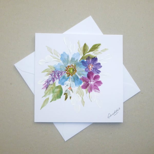 hand painted floral blank greetings card ( ref ... - Folksy