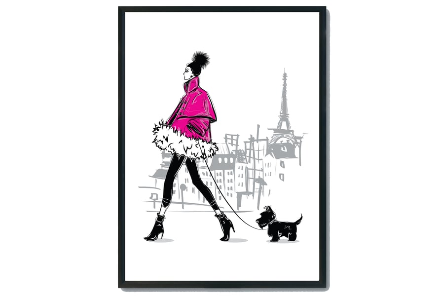 Fashion wall print, Fashion woman wall decor, Fashion girl in Paris, gift