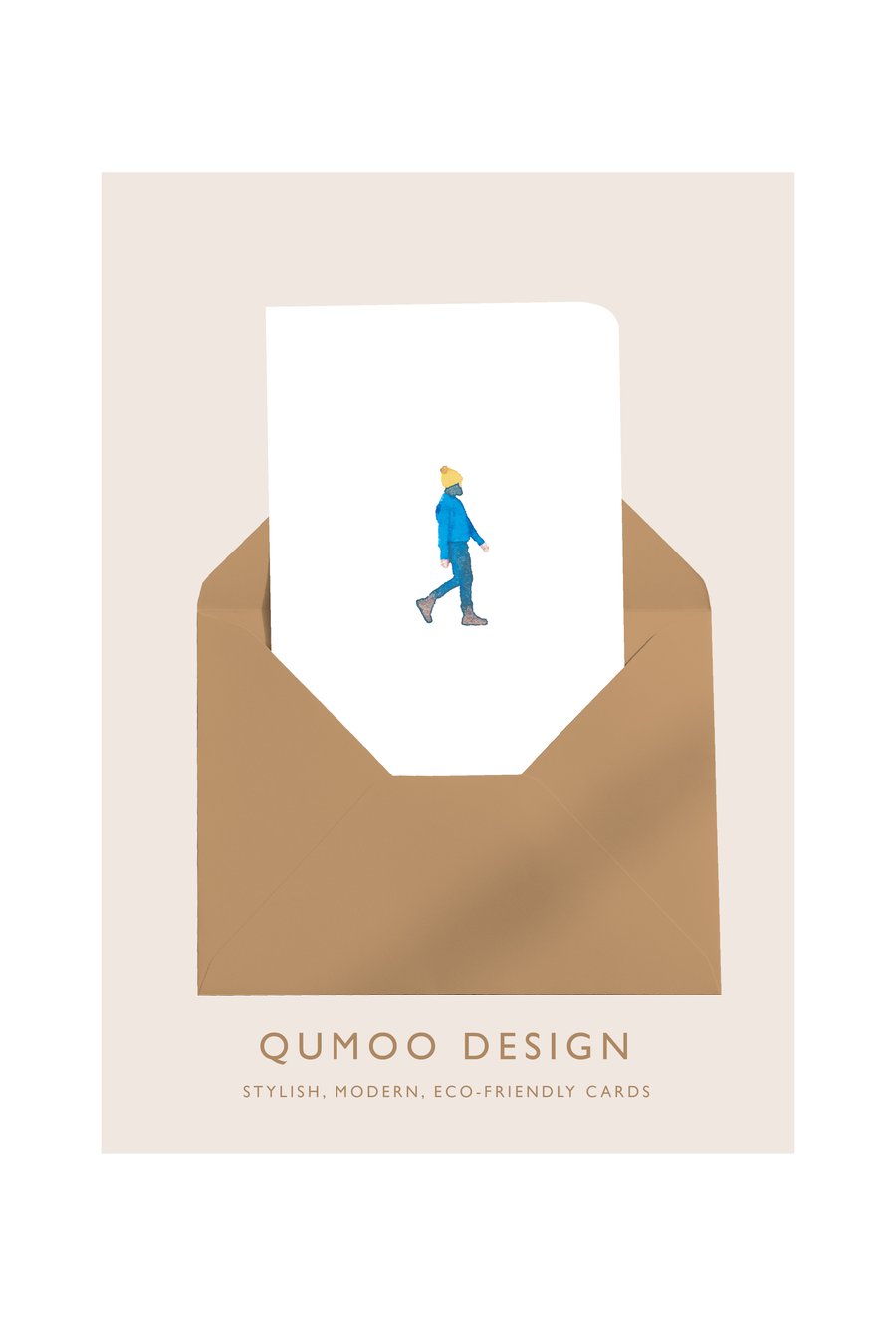 Woman with blue jumper and yellow hat Card (QM236)