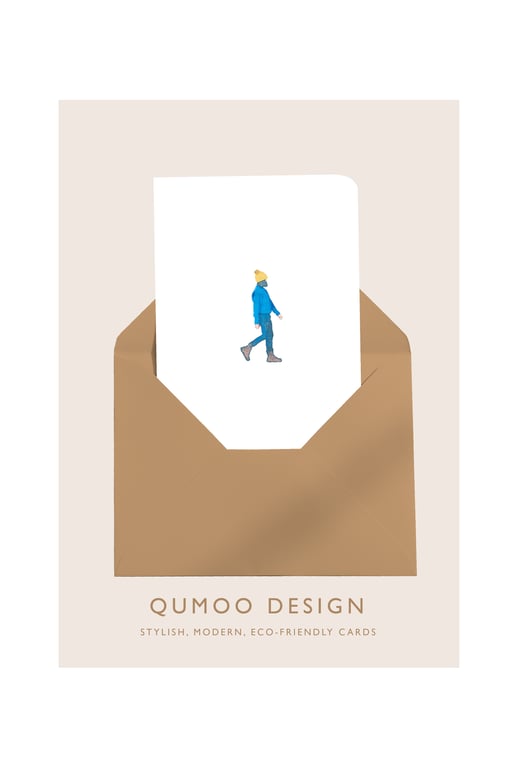 Woman with blue jumper and yellow hat Card (QM236)