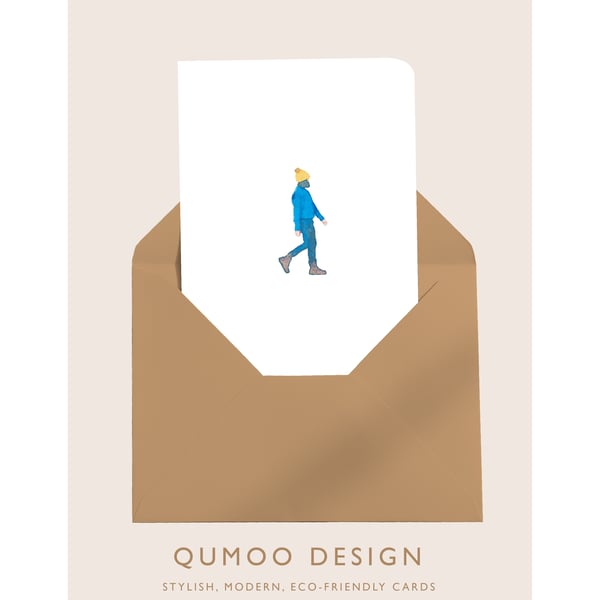 Woman with blue jumper and yellow hat Card (QM236)