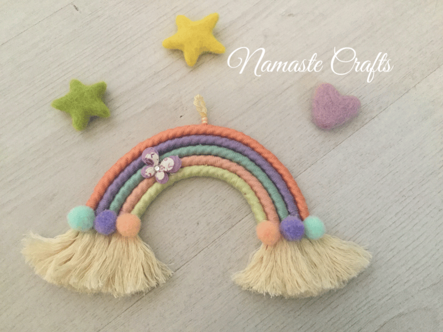 Rainbow Wall Hanging, Macrame Decor, Nursery Decor, Baby Room Decor, Boho style