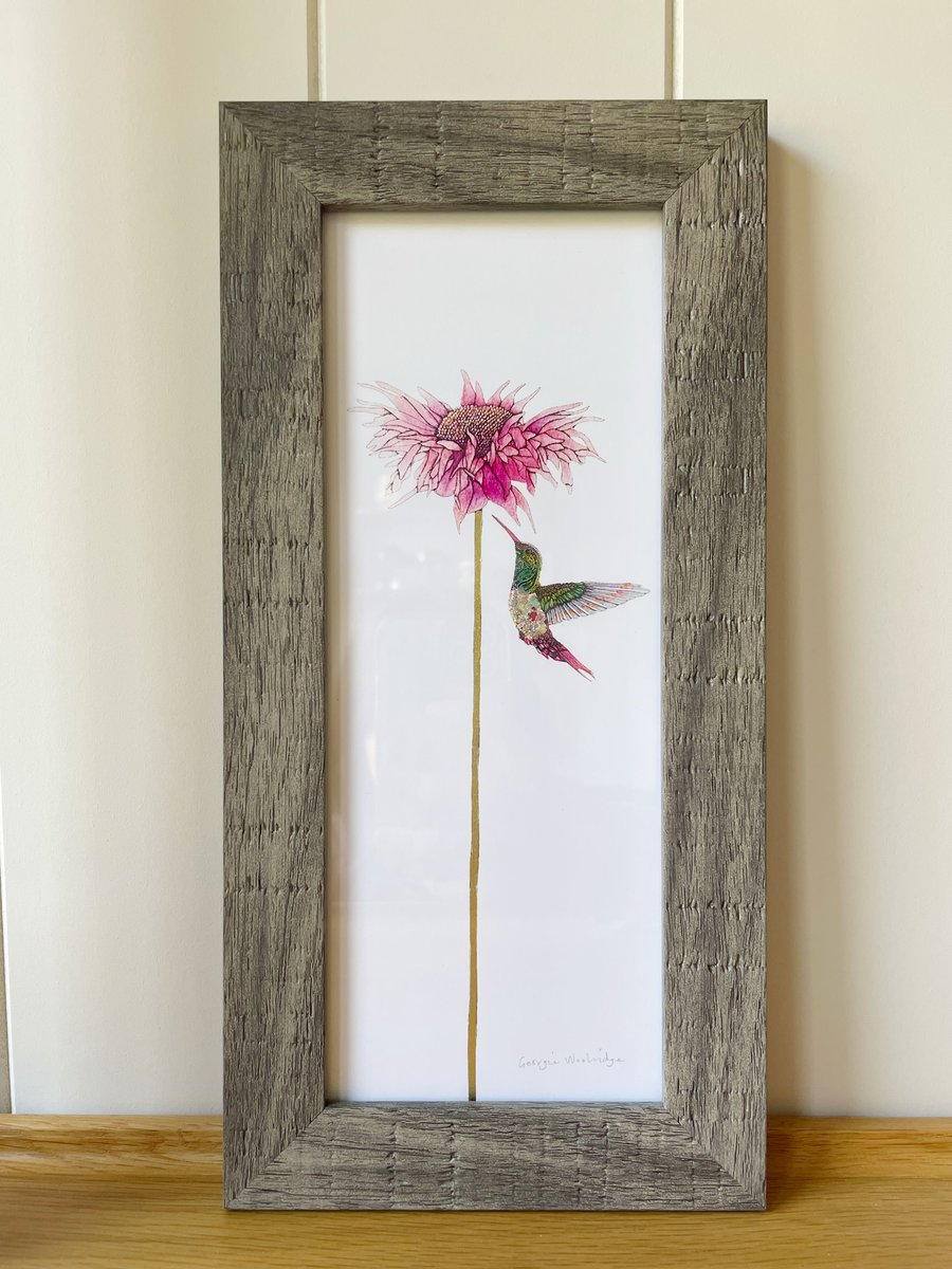 'Pink Nectar' 10" x 4" Framed Print