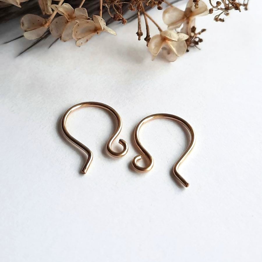 Mini Fish Hook Ear Wires - 14 Carat Gold Filled - Folksy
