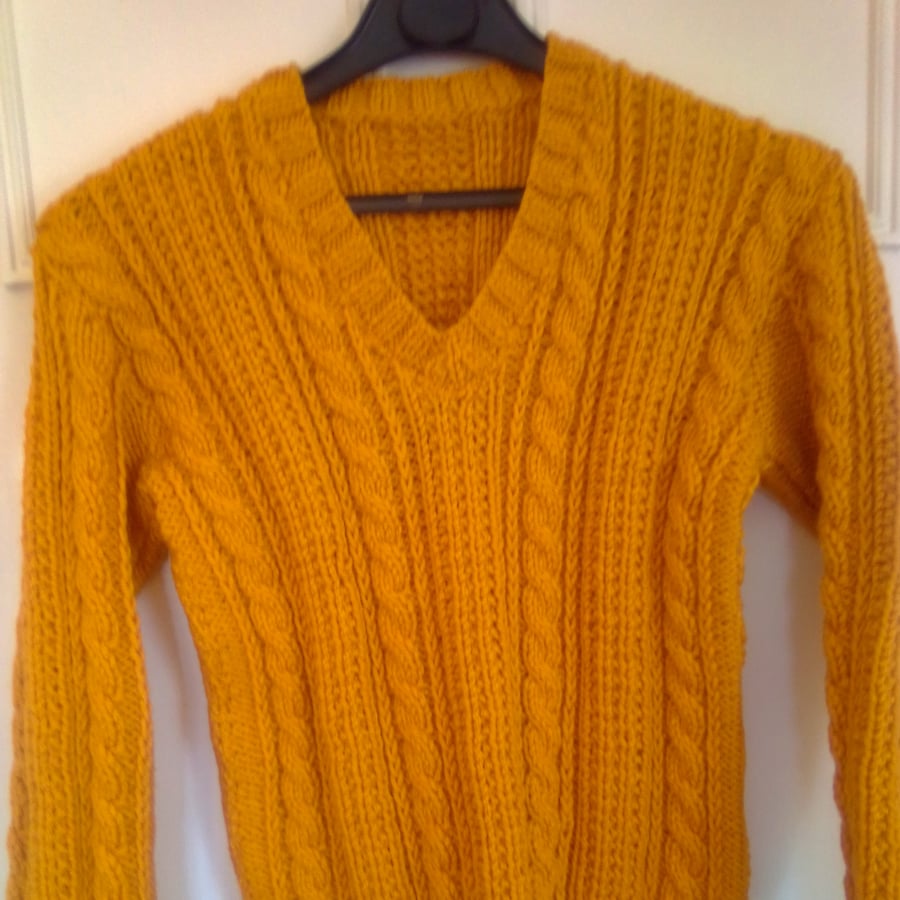 Hand Knitted V Neck Cabled Child's Jumper, Birthday Gift, Children's Clothes