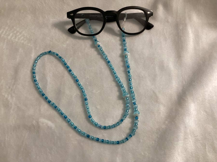 Glasses lanyard, beaded lanyard, Moon stone, blue, glasses chain.