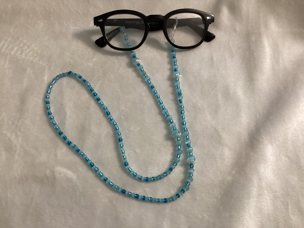 Glasses lanyard, beaded lanyard, Moon stone, blue, glasses chain.
