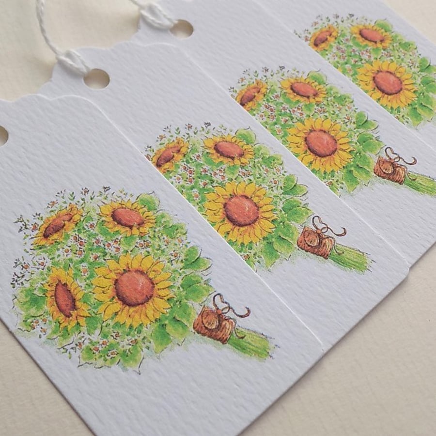 Sunflower Gift Tags (pack of 4 eco friendly)