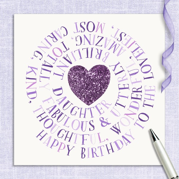 Daughter Birthday Card - Lavender Sparkle