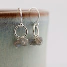 Gemstone Earrings with hoop detail. Labradorite beads