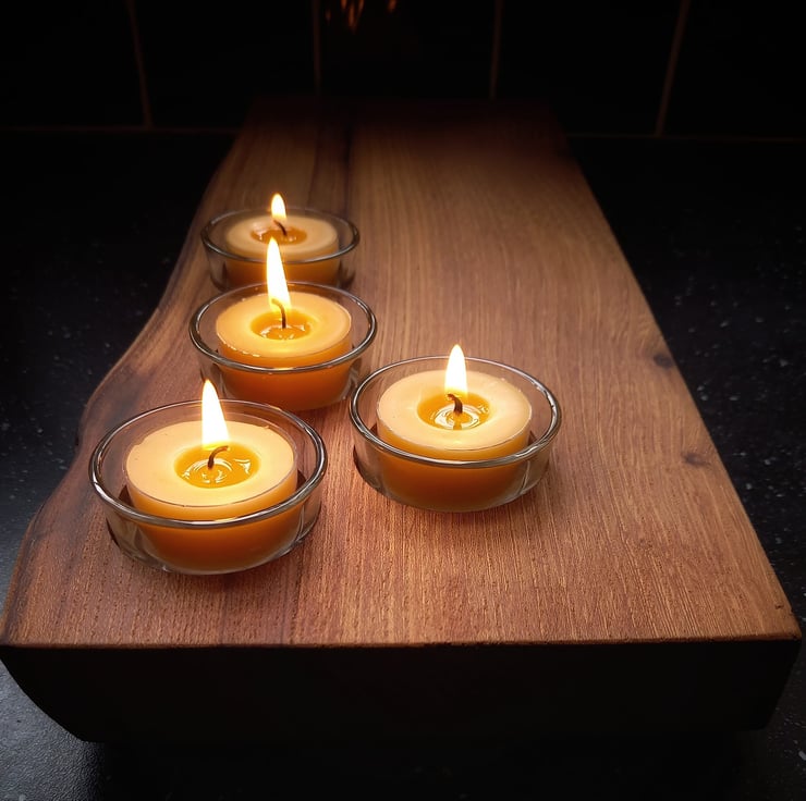 Elm cheeseboard with four tealight recesses, an... - Folksy