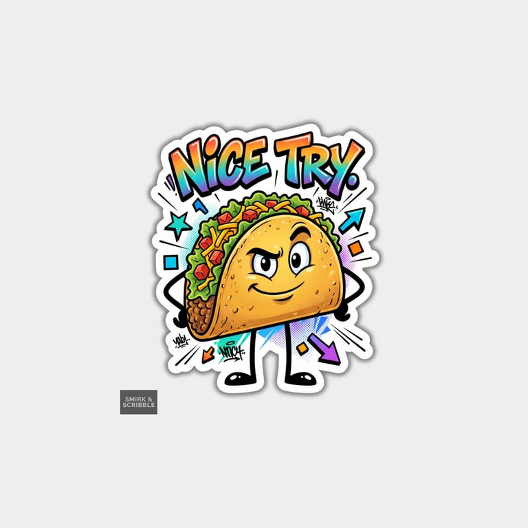 Funny Die Cut Vinyl Sticker - Cheeky Taco 