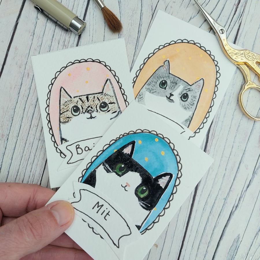 ACEO mini cat portrait